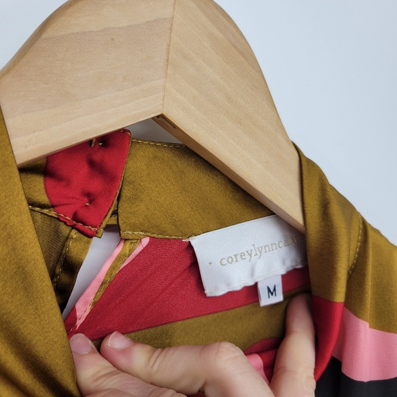 Corey Lynn Calter Anthropologie tiered maxi dress gianna medium bronze black red - Picture 5 of 10